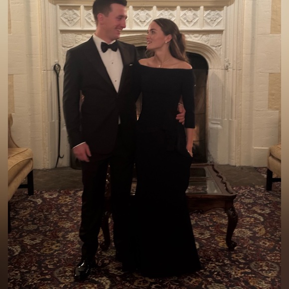 JOVANI 00446 OFF SHOULDER DRAPE CREPE MERMAID DRESS - Picture 3 of 4